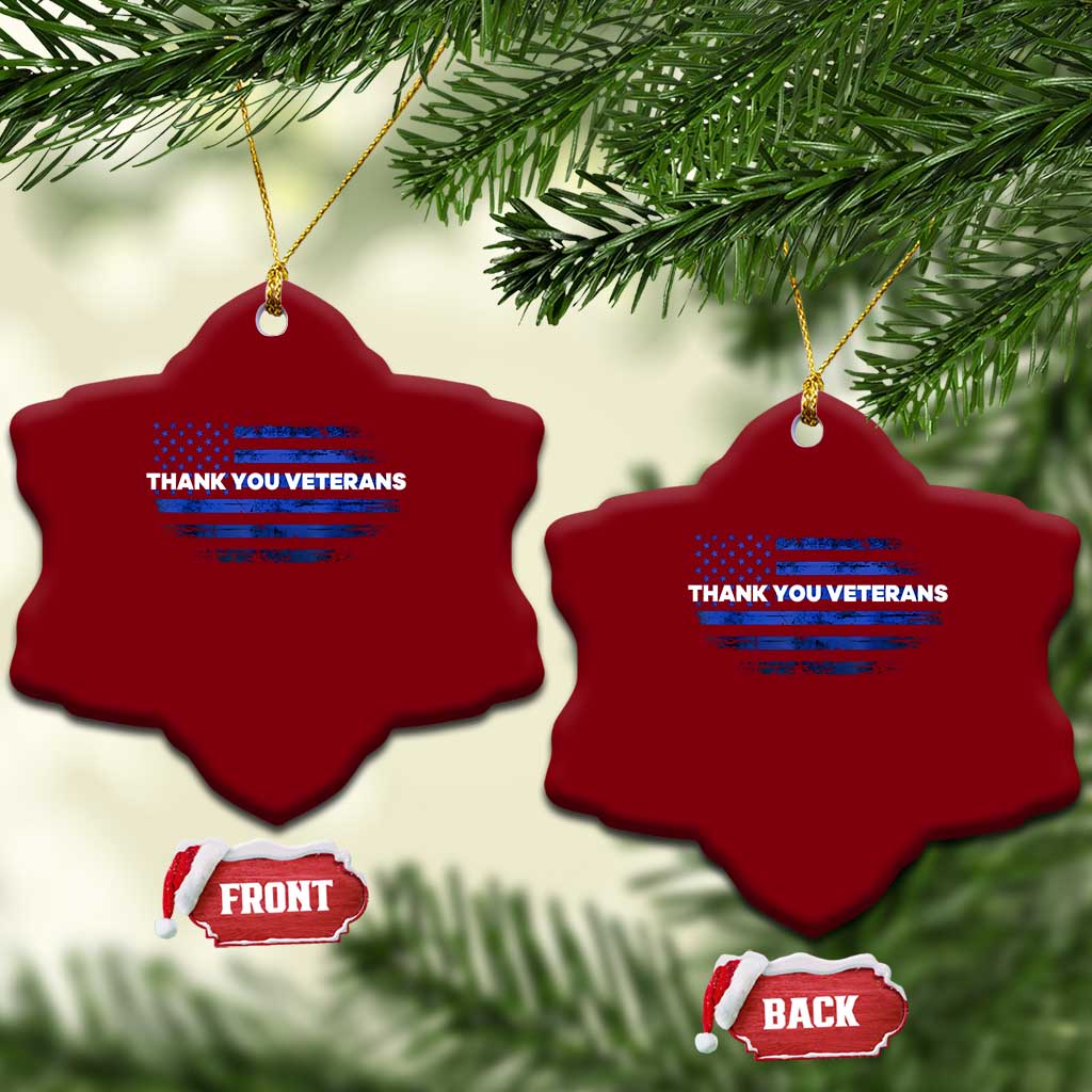 Thank You Veterans Ceramic Ornament Never Forget Veterans Day Grunge American Flag TS10 Print Your Wear