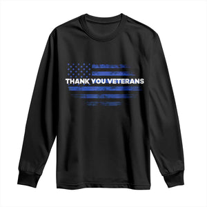 Thank You Veterans Long Sleeve Shirt Never Forget Veterans Day Grunge American Flag TS10 Black Print Your Wear