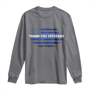 Thank You Veterans Long Sleeve Shirt Never Forget Veterans Day Grunge American Flag TS10 Charcoal Print Your Wear