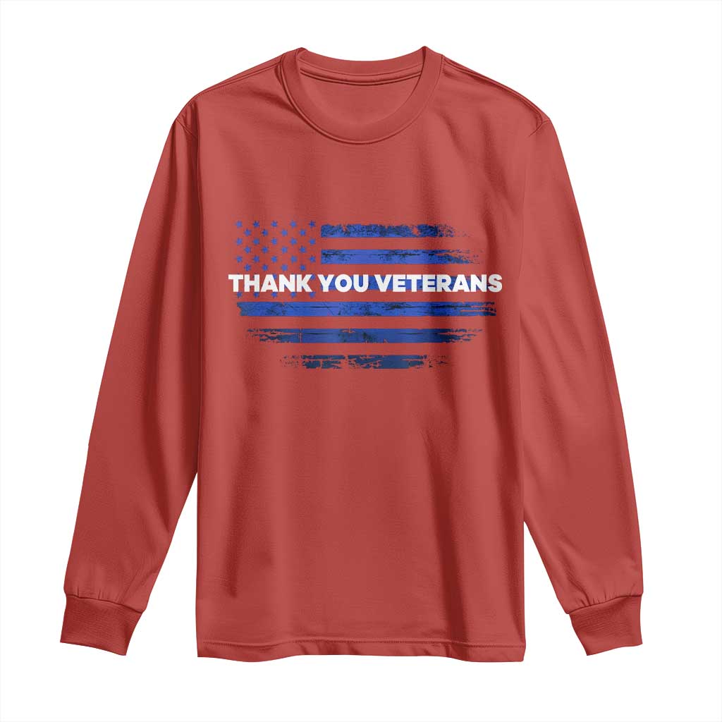 Thank You Veterans Long Sleeve Shirt Never Forget Veterans Day Grunge American Flag TS10 Red Print Your Wear
