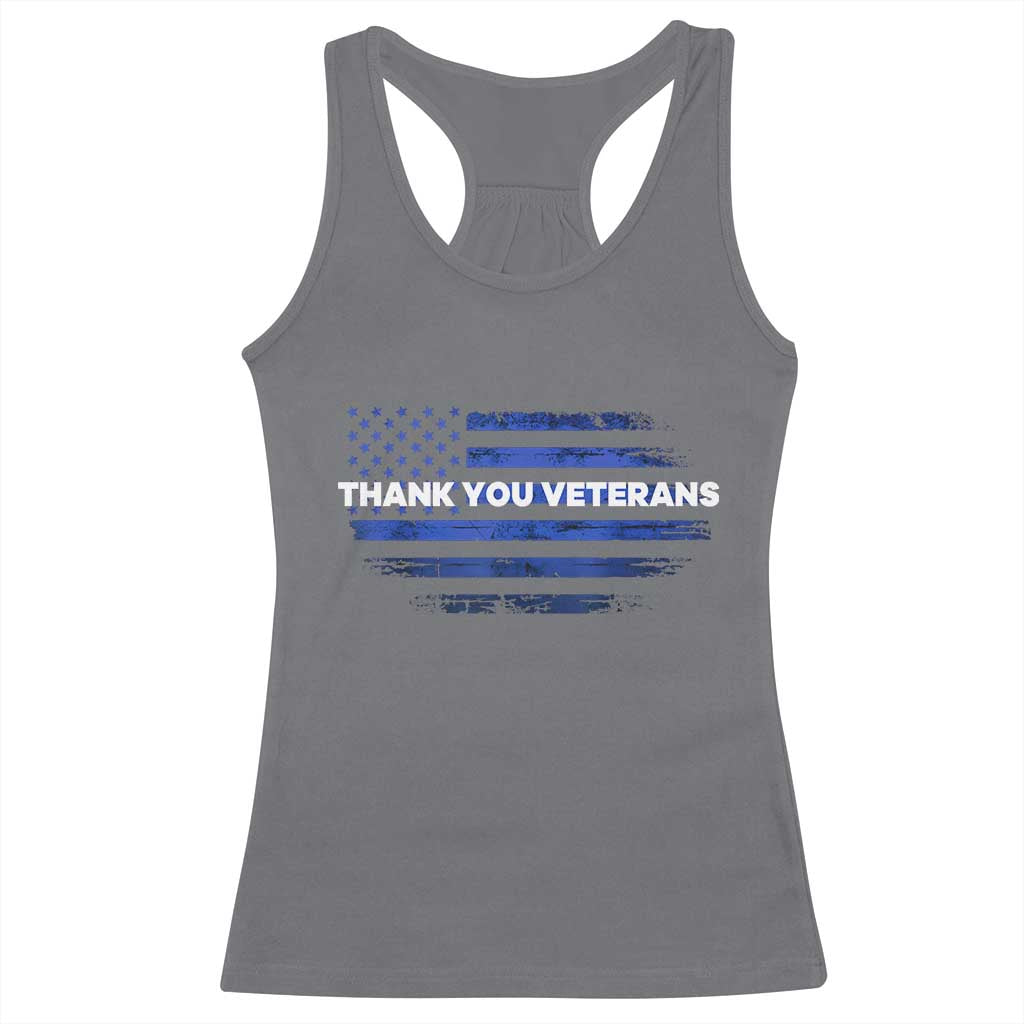 Thank You Veterans Racerback Tank Top Never Forget Veterans Day Grunge American Flag TS10 Charcoal Print Your Wear