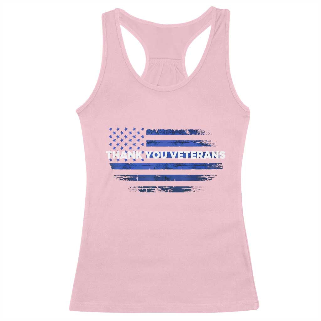 Thank You Veterans Racerback Tank Top Never Forget Veterans Day Grunge American Flag TS10 Light Pink Print Your Wear