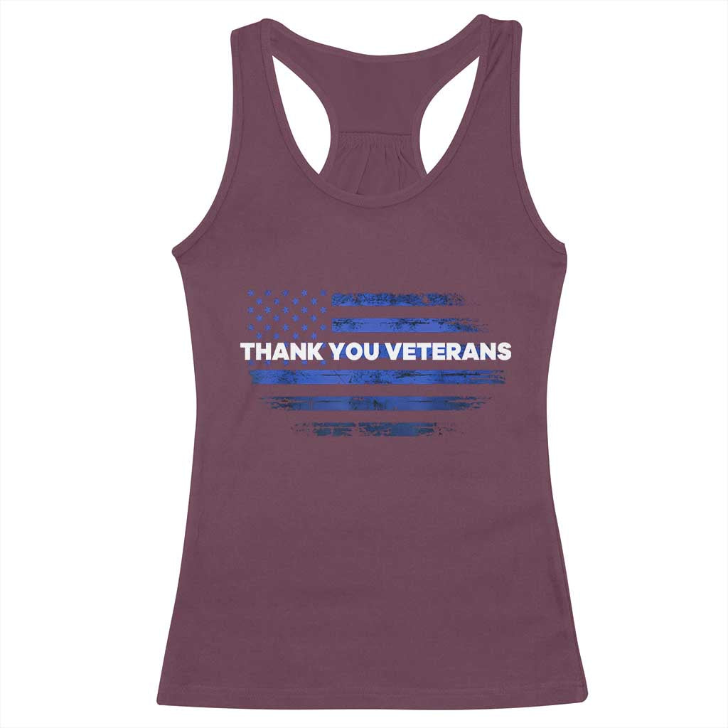 Thank You Veterans Racerback Tank Top Never Forget Veterans Day Grunge American Flag TS10 Maroon Print Your Wear