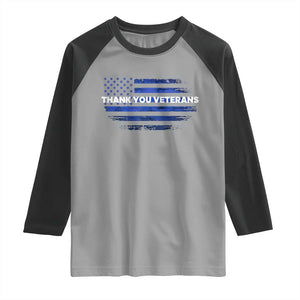 Thank You Veterans Raglan Shirt Never Forget Veterans Day Grunge American Flag TS10 Sport Gray Black Print Your Wear