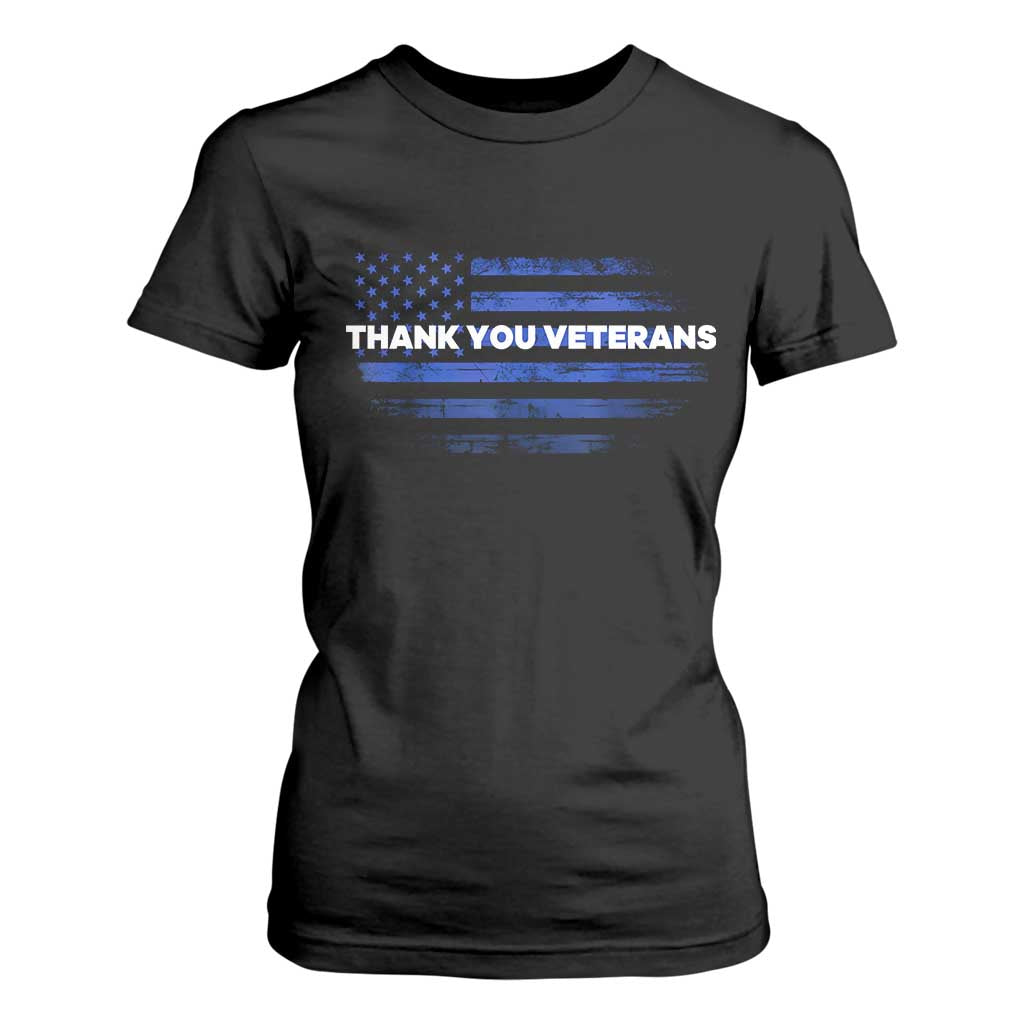 Thank You Veterans T Shirt For Women Never Forget Veterans Day Grunge American Flag TS10 Black Print Your Wear
