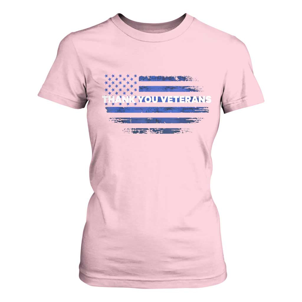 Thank You Veterans T Shirt For Women Never Forget Veterans Day Grunge American Flag TS10 Light Pink Print Your Wear