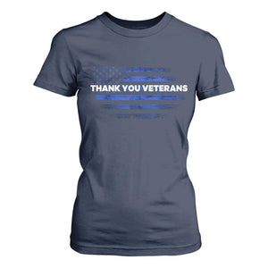 Thank You Veterans T Shirt For Women Never Forget Veterans Day Grunge American Flag TS10 Navy Print Your Wear