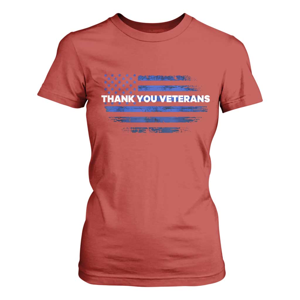 Thank You Veterans T Shirt For Women Never Forget Veterans Day Grunge American Flag TS10 Red Print Your Wear