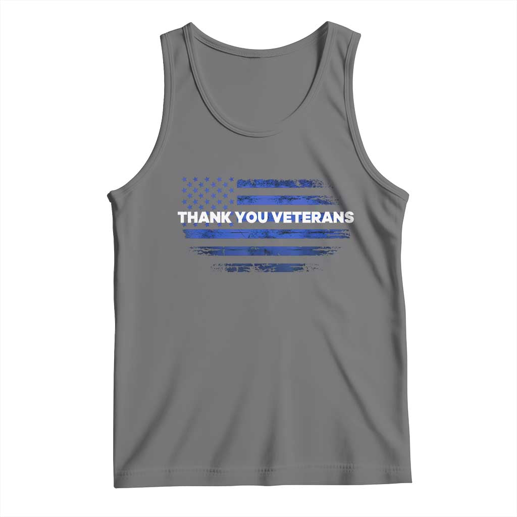 Thank You Veterans Tank Top Never Forget Veterans Day Grunge American Flag TS10 Black Heather Print Your Wear