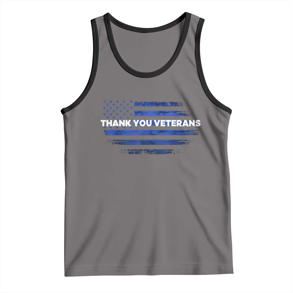 Thank You Veterans Tank Top Never Forget Veterans Day Grunge American Flag TS10 Deep Heather Black Print Your Wear