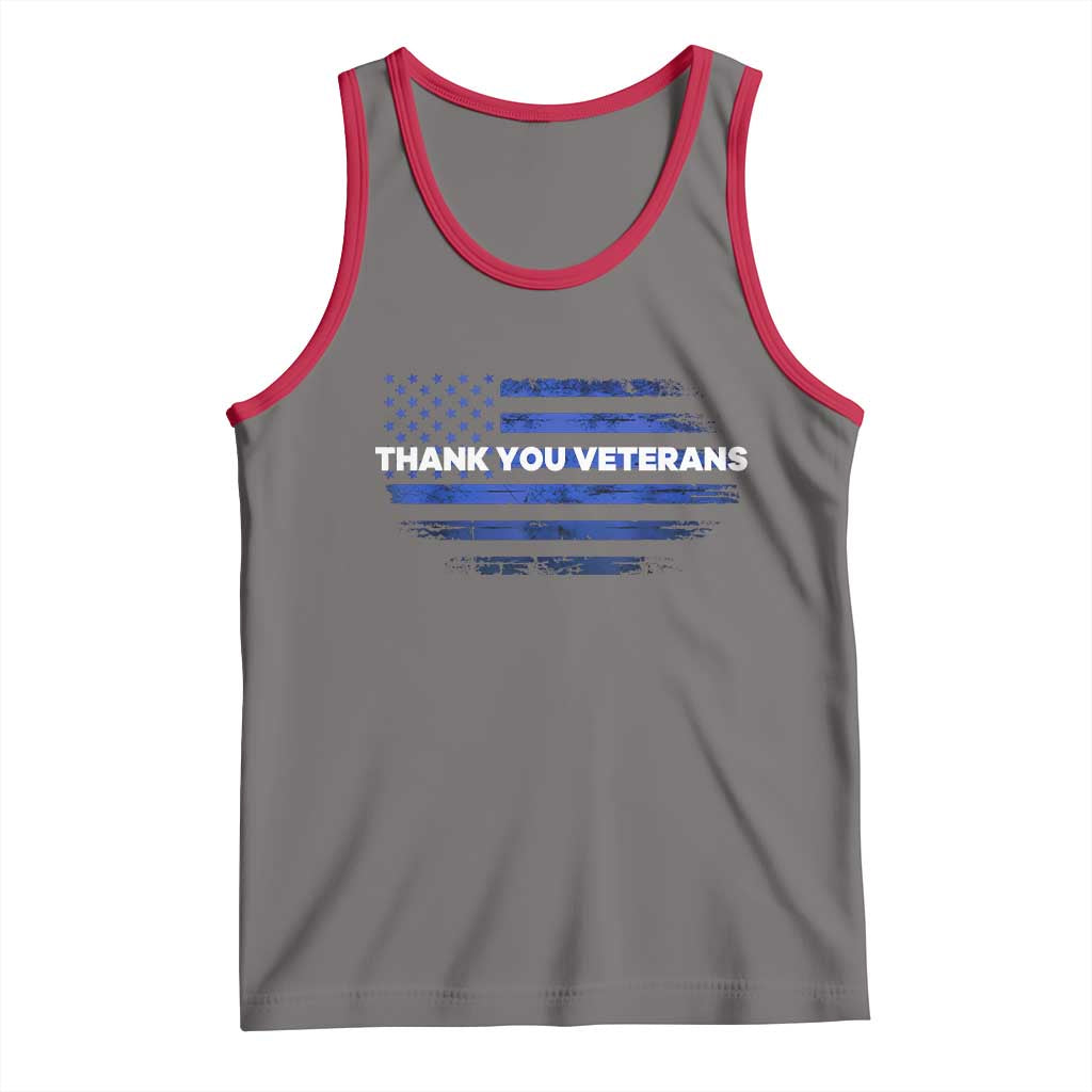 Thank You Veterans Tank Top Never Forget Veterans Day Grunge American Flag TS10 Deep Heather Red Print Your Wear