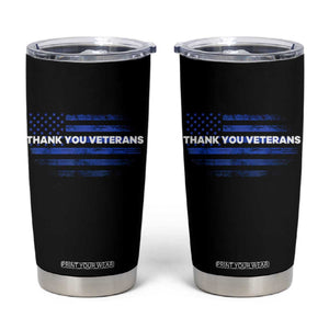 Thank You Veterans Tumbler Cup Never Forget Veterans Day Grunge American Flag TS10 Black Print Your Wear