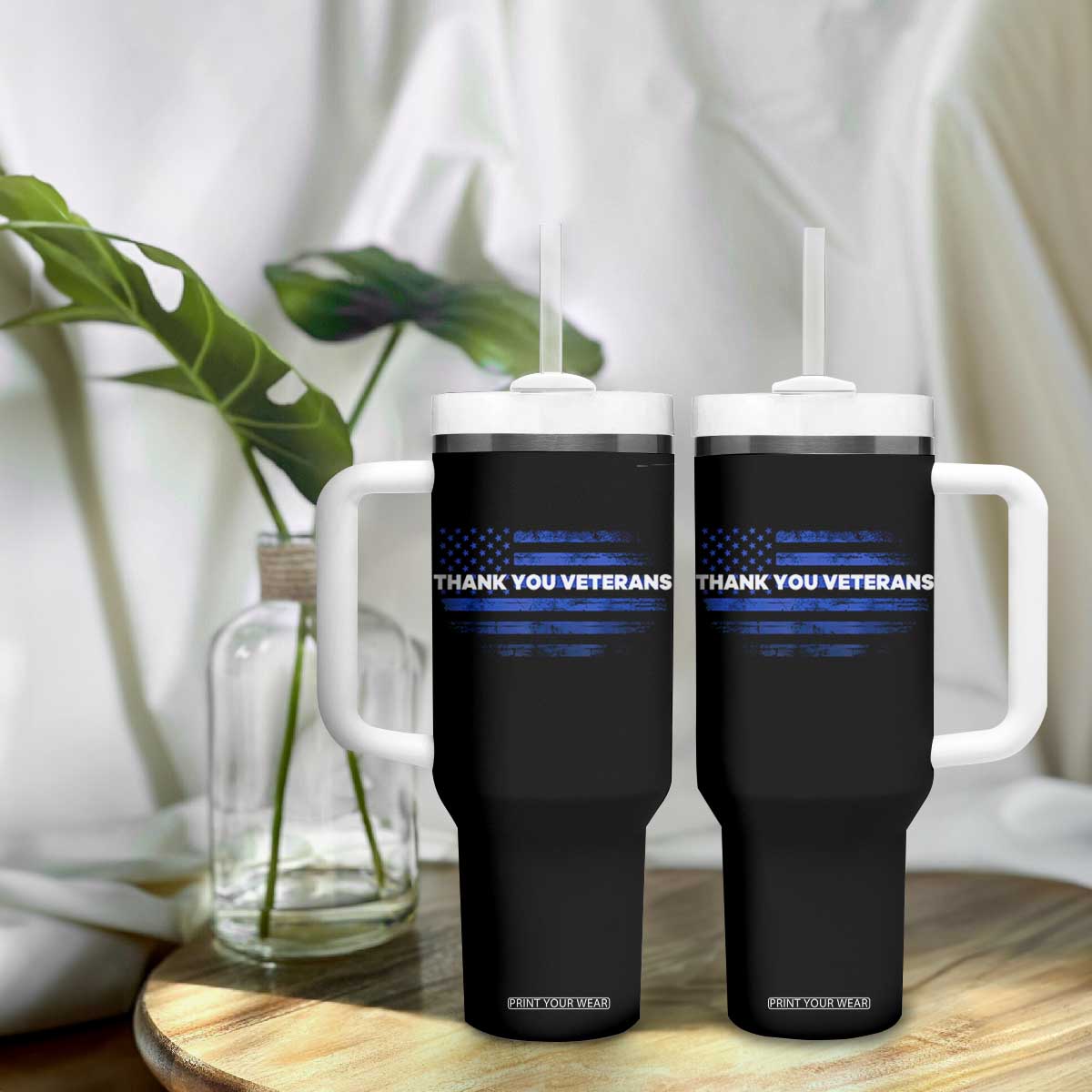 Thank You Veterans Tumbler With Handle Never Forget Veterans Day Grunge American Flag TS10 Print Your Wear