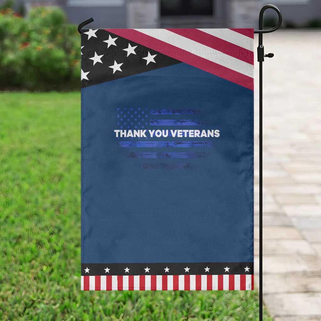 Thank You Veterans Garden Flag Never Forget Veterans Day Grunge American Flag TS10 Classic Blue Black Print Your Wear