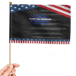 Thank You Veterans Patriotic Handheld Flag Never Forget Veterans Day Grunge American Flag TS10 Distressed 8.2" × 5.5" Black Blue Print Your Wear