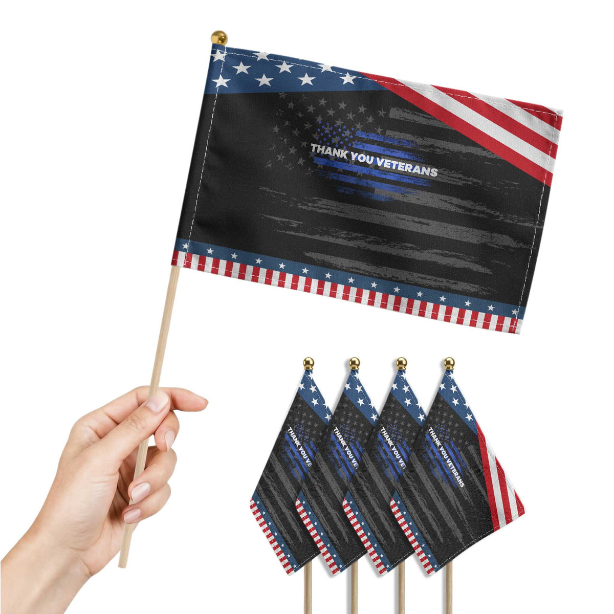 Thank You Veterans Patriotic Handheld Flag Never Forget Veterans Day Grunge American Flag TS10 Print Your Wear