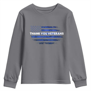 Thank You Veterans Youth Sweatshirt Never Forget Veterans Day Grunge American Flag TS10 Charcoal Print Your Wear