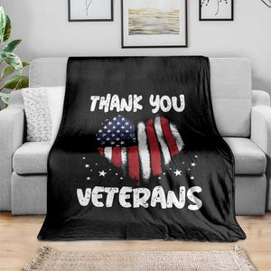 Thank You Veterans Throw Blanket Patriotic Veterans Day Grunge USA Flag Heart TS10 Print Your Wear