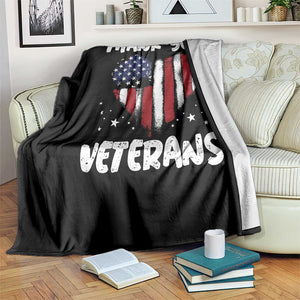 Thank You Veterans Throw Blanket Patriotic Veterans Day Grunge USA Flag Heart TS10 Print Your Wear