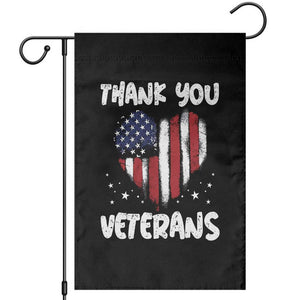 Thank You Veterans Garden Flag Patriotic Veterans Day Grunge USA Flag Heart TS10 Black Print Your Wear