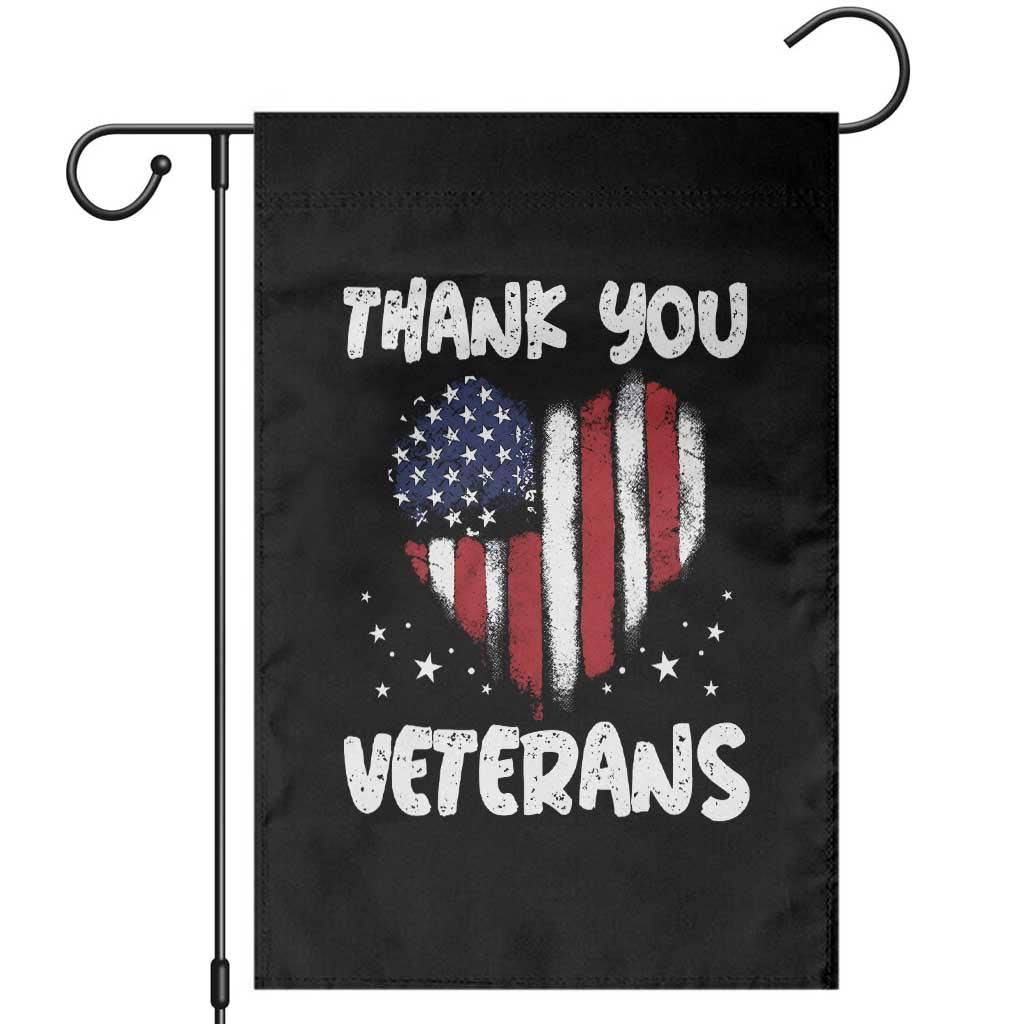 Thank You Veterans Garden Flag Patriotic Veterans Day Grunge USA Flag Heart TS10 Black Print Your Wear