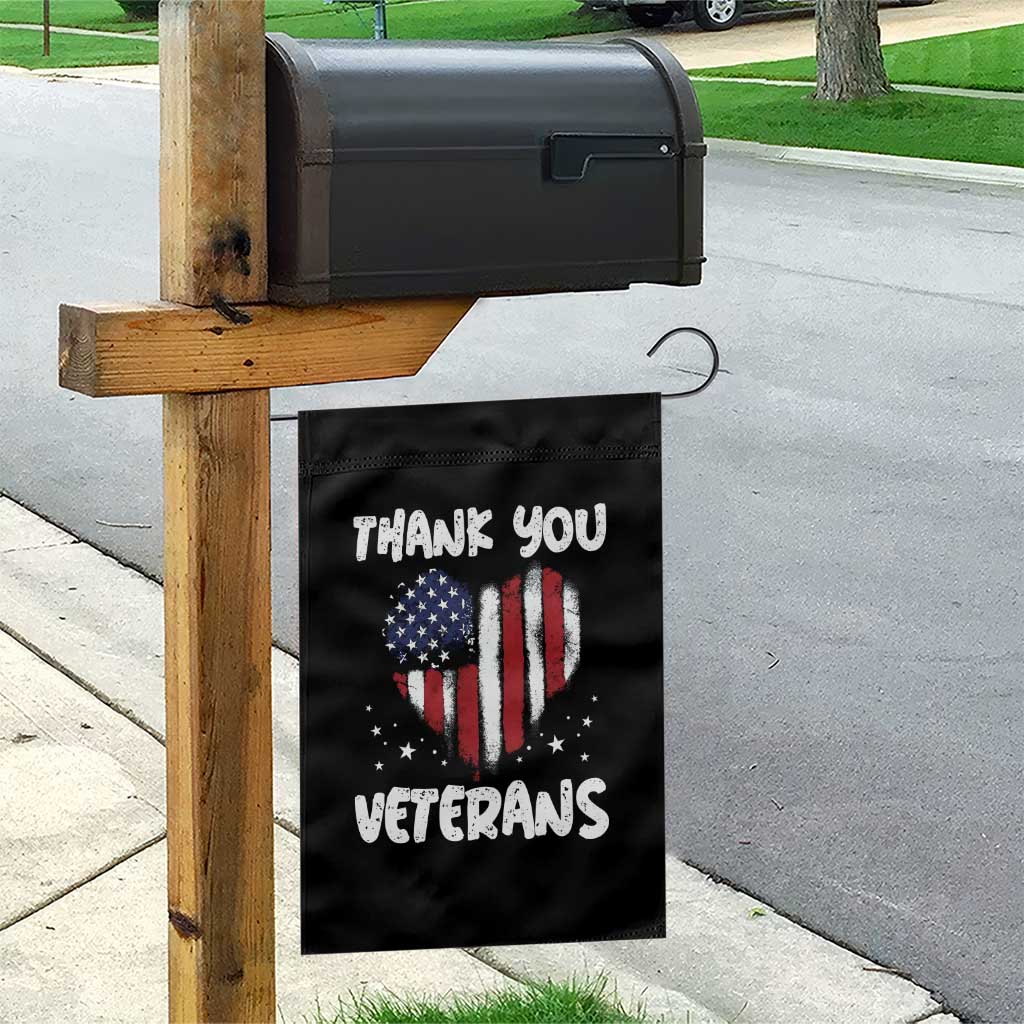 Thank You Veterans Garden Flag Patriotic Veterans Day Grunge USA Flag Heart TS10 Print Your Wear