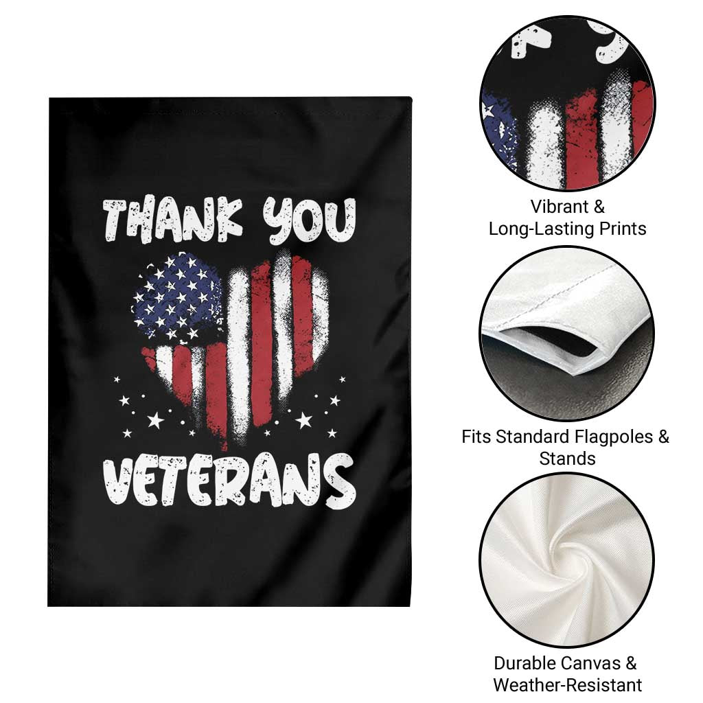 Thank You Veterans Garden Flag Patriotic Veterans Day Grunge USA Flag Heart TS10 Print Your Wear
