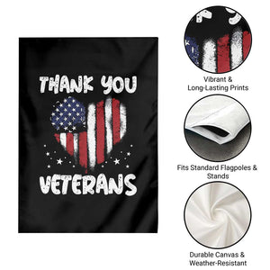 Thank You Veterans Garden Flag Patriotic Veterans Day Grunge USA Flag Heart TS10 Print Your Wear