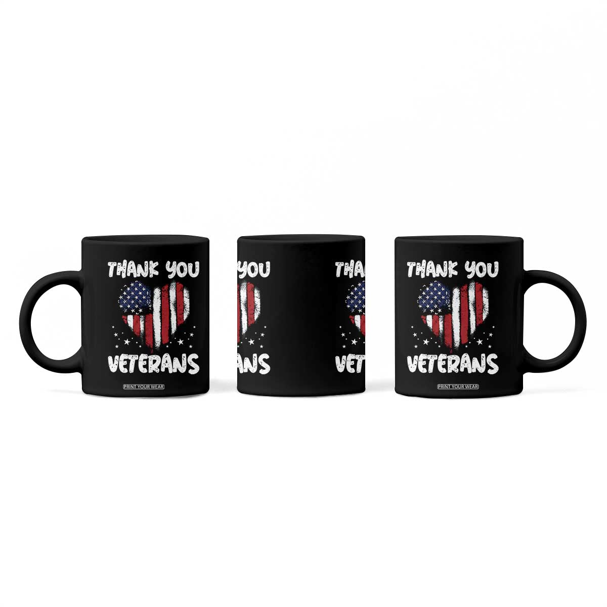 Thank You Veterans Coffee Mug Patriotic Veterans Day Grunge USA Flag Heart TS10 Print Your Wear
