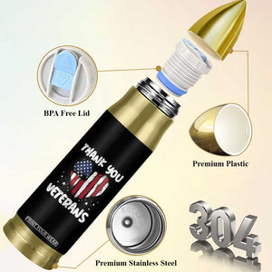 Thank You Veterans Bullet Tumbler Patriotic Veterans Day Grunge USA Flag Heart TS10 Print Your Wear