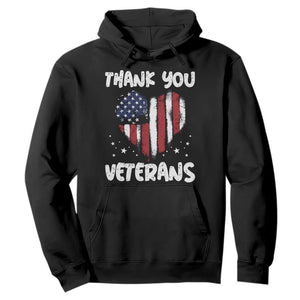 Thank You Veterans Hoodie Patriotic Veterans Day Grunge USA Flag Heart TS10 Black Print Your Wear