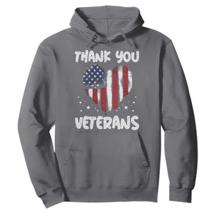 Thank You Veterans Hoodie Patriotic Veterans Day Grunge USA Flag Heart TS10 Charcoal Print Your Wear