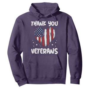 Thank You Veterans Hoodie Patriotic Veterans Day Grunge USA Flag Heart TS10 Purple Print Your Wear