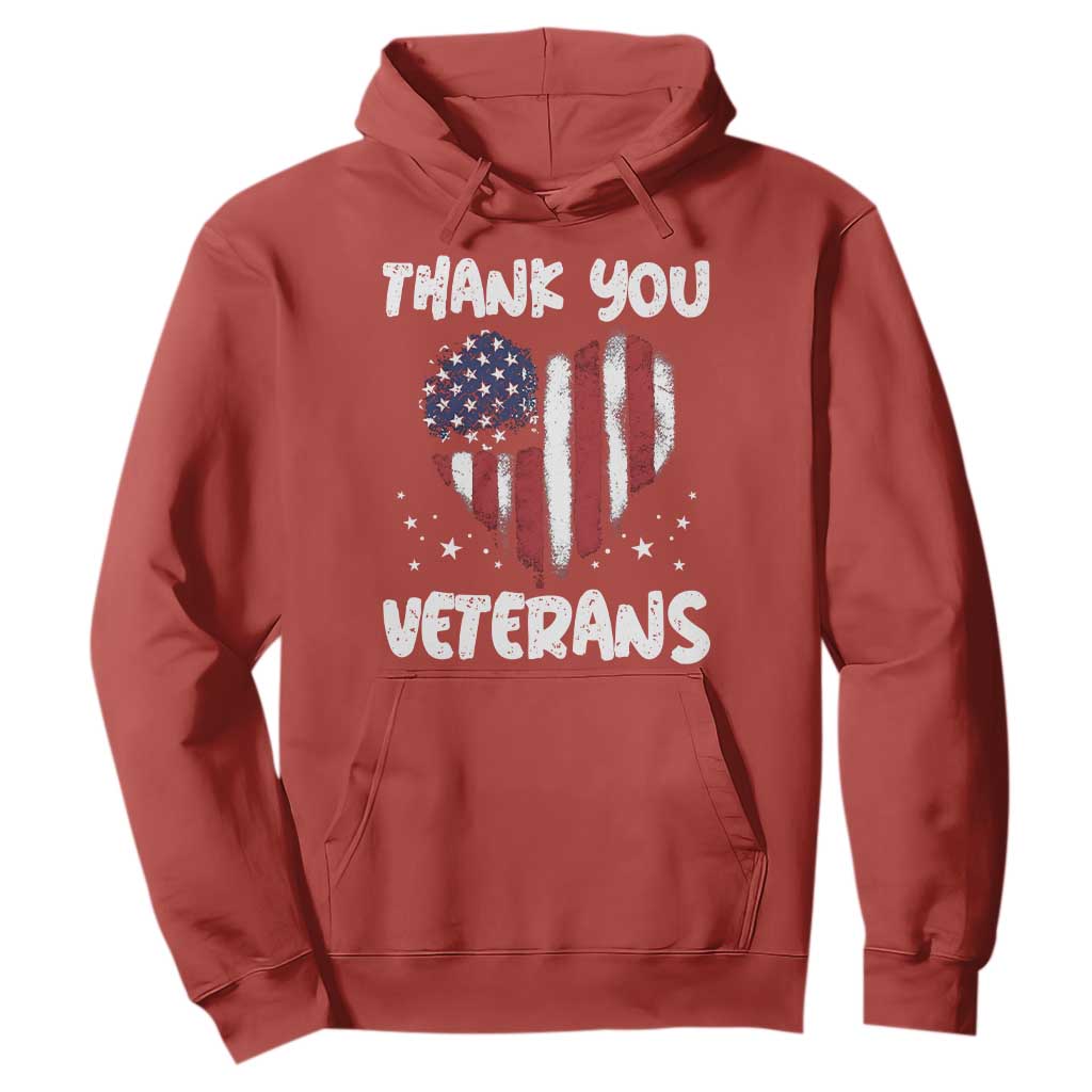 Thank You Veterans Hoodie Patriotic Veterans Day Grunge USA Flag Heart TS10 Red Print Your Wear