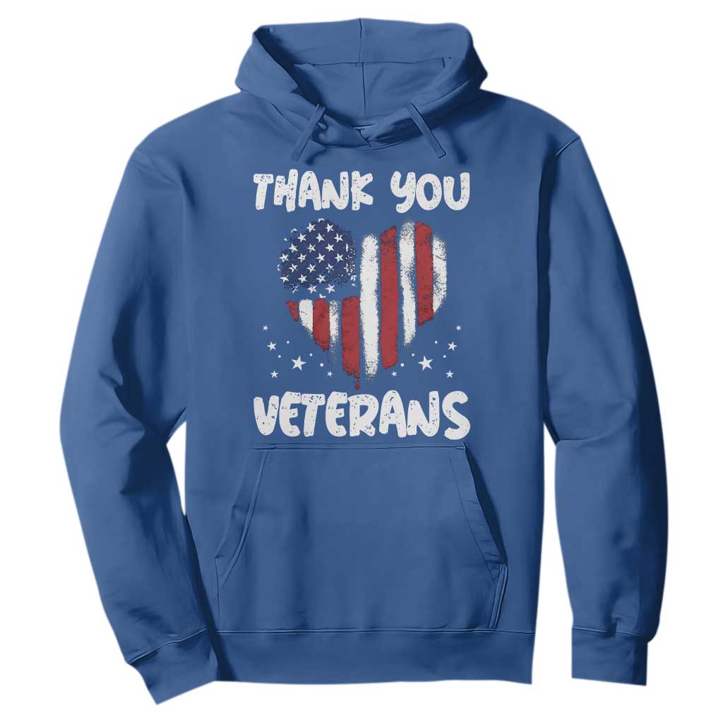 Thank You Veterans Hoodie Patriotic Veterans Day Grunge USA Flag Heart TS10 Royal Blue Print Your Wear