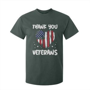 Thank You Veterans T Shirt For Kid Patriotic Veterans Day Grunge USA Flag Heart TS10 Dark Forest Green Print Your Wear