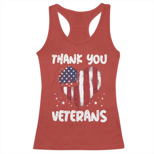 Thank You Veterans Racerback Tank Top Patriotic Veterans Day Grunge USA Flag Heart TS10 Red Print Your Wear