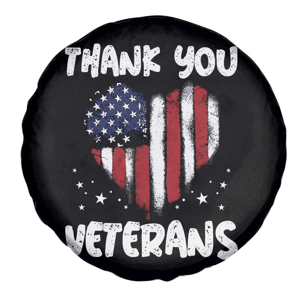 Thank You Veterans Spare Tire Cover Patriotic Veterans Day Grunge USA Flag Heart TS10 Print Your Wear