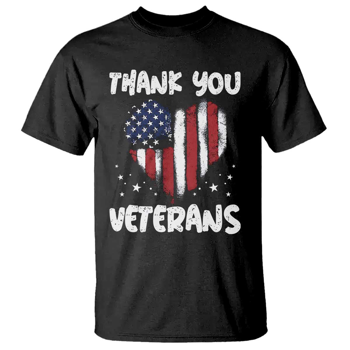 Thank You Veterans T Shirt Patriotic Veterans Day Grunge USA Flag Heart TS10 Black Print Your Wear