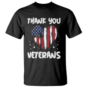 Thank You Veterans T Shirt Patriotic Veterans Day Grunge USA Flag Heart TS10 Black Print Your Wear