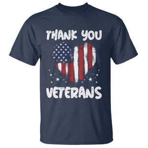 Thank You Veterans T Shirt Patriotic Veterans Day Grunge USA Flag Heart TS10 Navy Print Your Wear