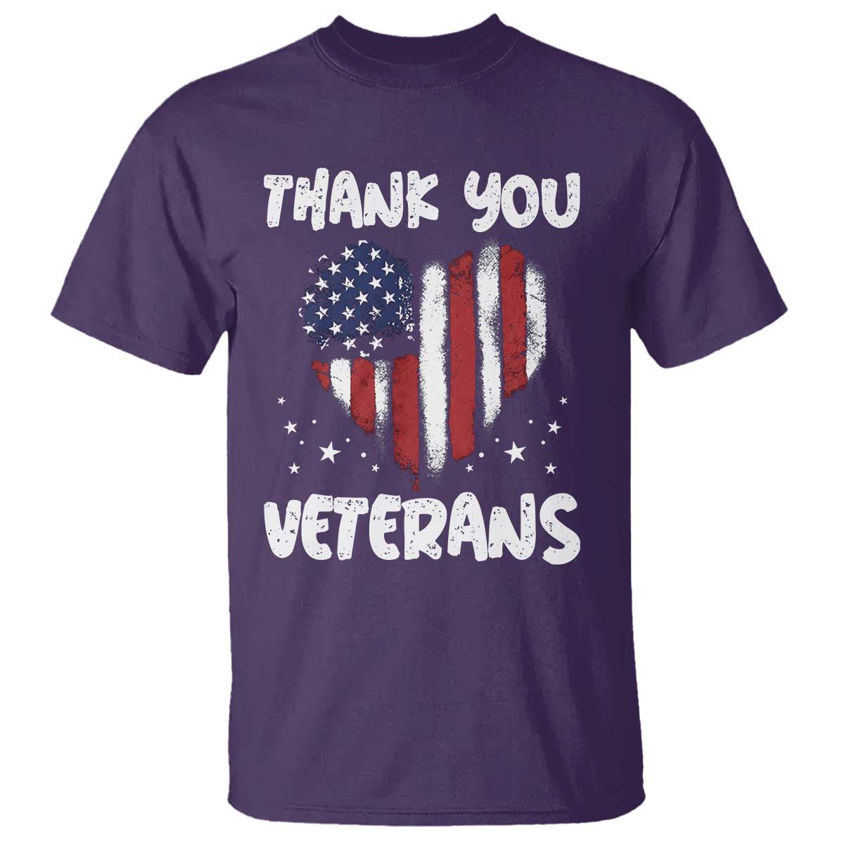Thank You Veterans T Shirt Patriotic Veterans Day Grunge USA Flag Heart TS10 Purple Print Your Wear