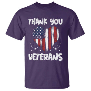 Thank You Veterans T Shirt Patriotic Veterans Day Grunge USA Flag Heart TS10 Purple Print Your Wear