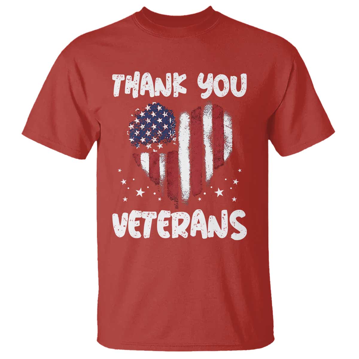 Thank You Veterans T Shirt Patriotic Veterans Day Grunge USA Flag Heart TS10 Red Print Your Wear