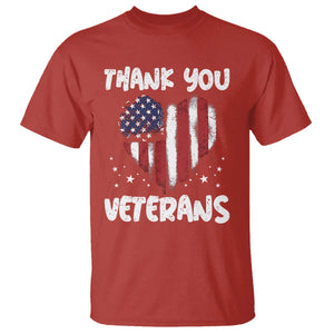 Thank You Veterans T Shirt Patriotic Veterans Day Grunge USA Flag Heart TS10 Red Print Your Wear