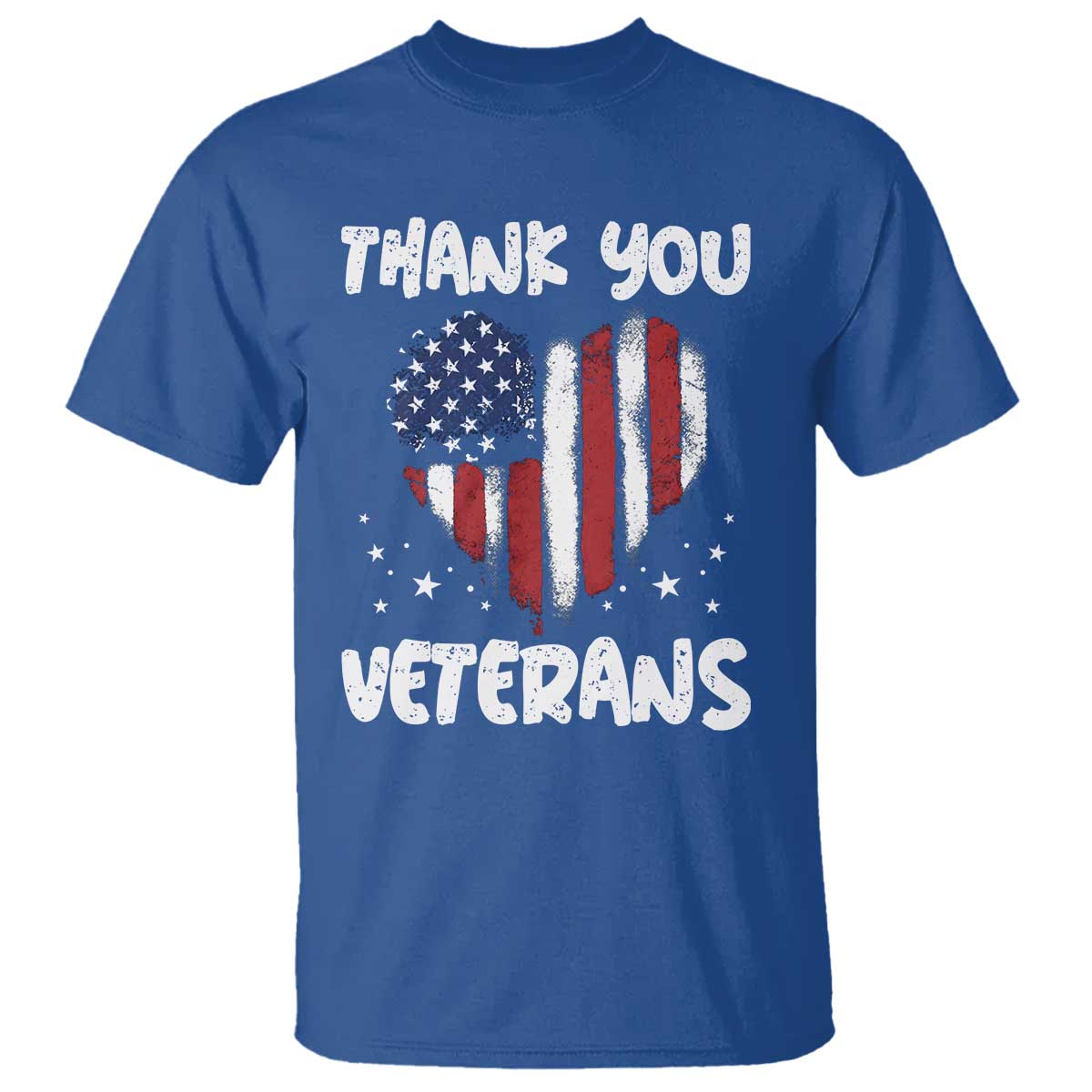 Thank You Veterans T Shirt Patriotic Veterans Day Grunge USA Flag Heart TS10 Royal Blue Print Your Wear