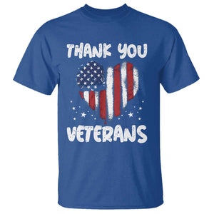 Thank You Veterans T Shirt Patriotic Veterans Day Grunge USA Flag Heart TS10 Royal Blue Print Your Wear