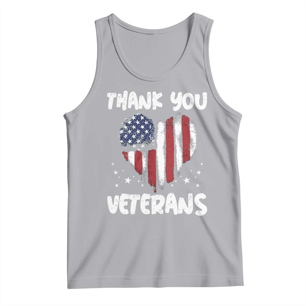 Thank You Veterans Tank Top Patriotic Veterans Day Grunge USA Flag Heart TS10 Athletic Heather Print Your Wear
