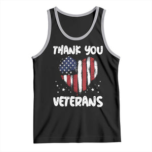 Thank You Veterans Tank Top Patriotic Veterans Day Grunge USA Flag Heart TS10 Black Athletic Heather Print Your Wear