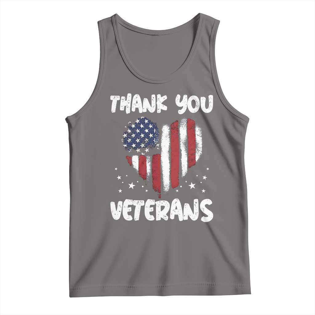 Thank You Veterans Tank Top Patriotic Veterans Day Grunge USA Flag Heart TS10 Deep Heather Print Your Wear